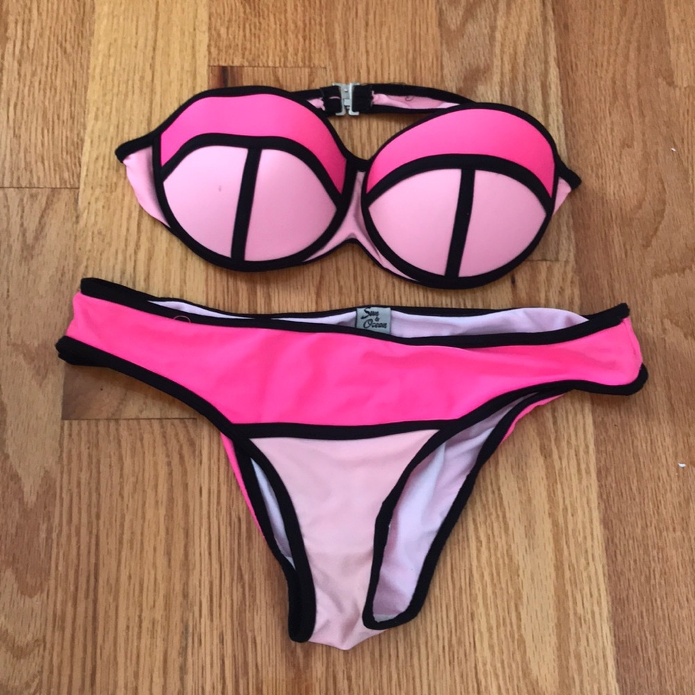 Pink Strapless Bathing Suit